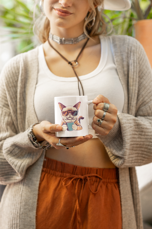 Grumpy Cat Coffee Mug | Funny Retro Coffee Cup Gift for Cat Lovers ☕